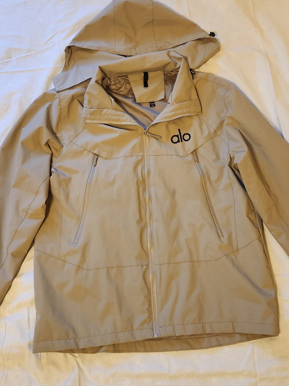 Alo Men’s Beige Hooded Full Zip Jacket Waterproof Breathable 3XL Big & Tall